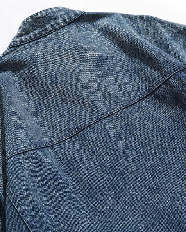 スタンドカラーデニムルーズジャケット