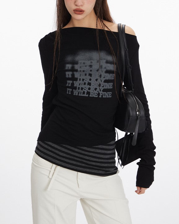 Long sleeves with off-shoulder pattern