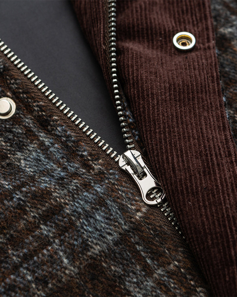 レトロなパッチワークチェック柄ワークジャケット