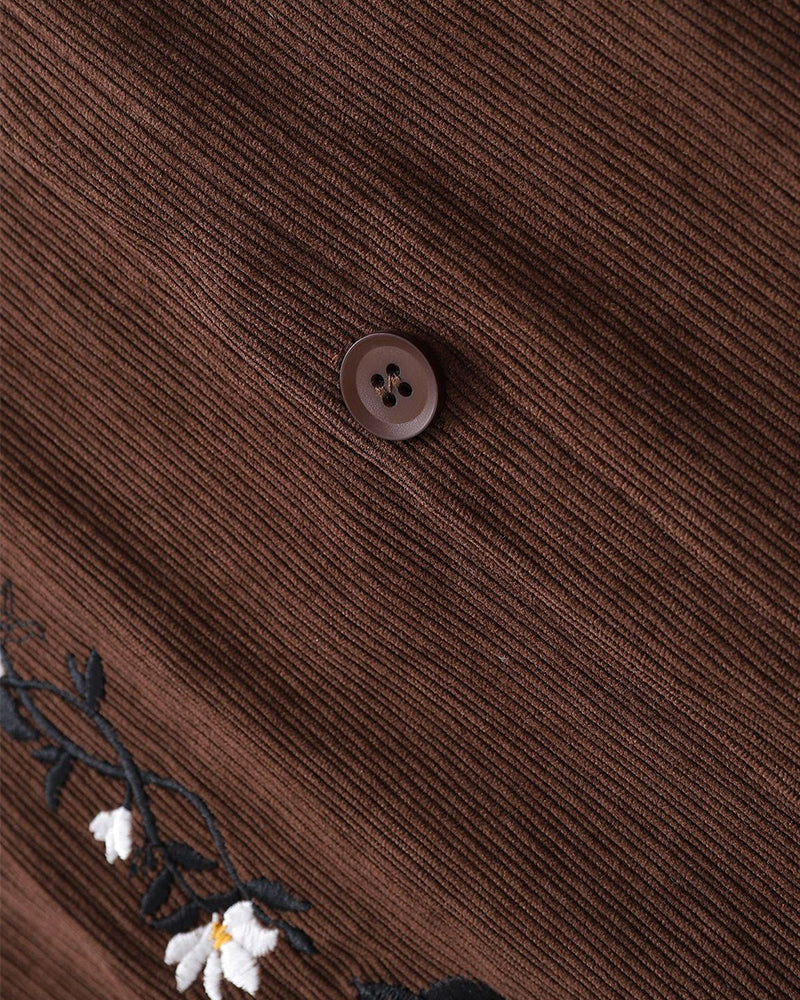 Vintage floral embroidered long-sleeved shirt