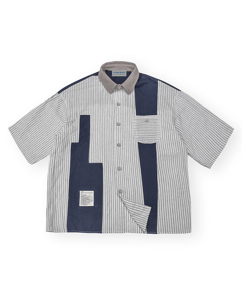 Color-blocked short-sleeved shirt