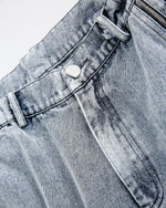 Simple and versatile striped denim trousers