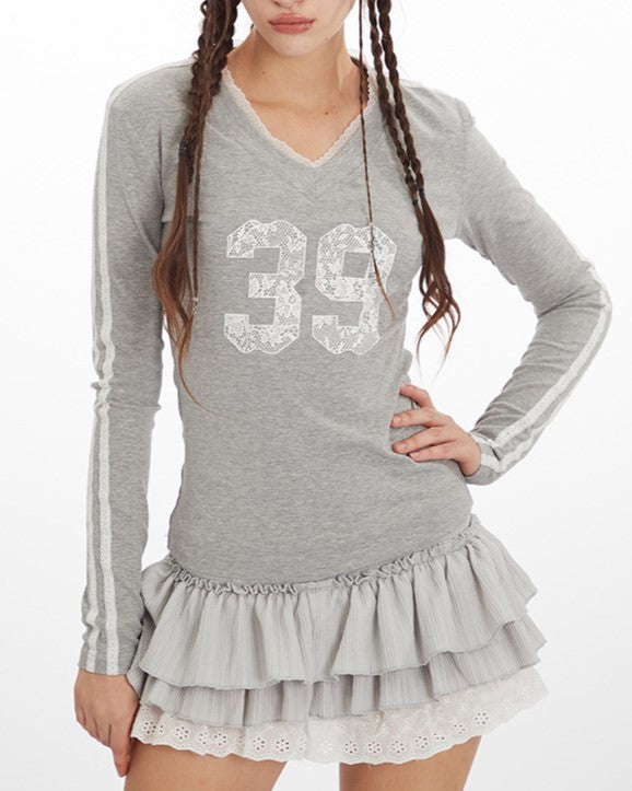 レースパネルの長袖