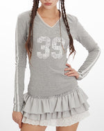 レースパネルの長袖