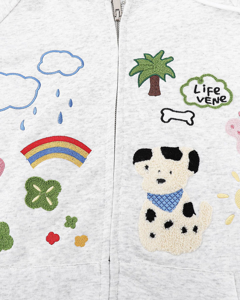 楽しいフード付きスウェットシャツジャケット