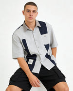 Color-blocked short-sleeved shirt