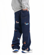 Fun embroidered denim trousers