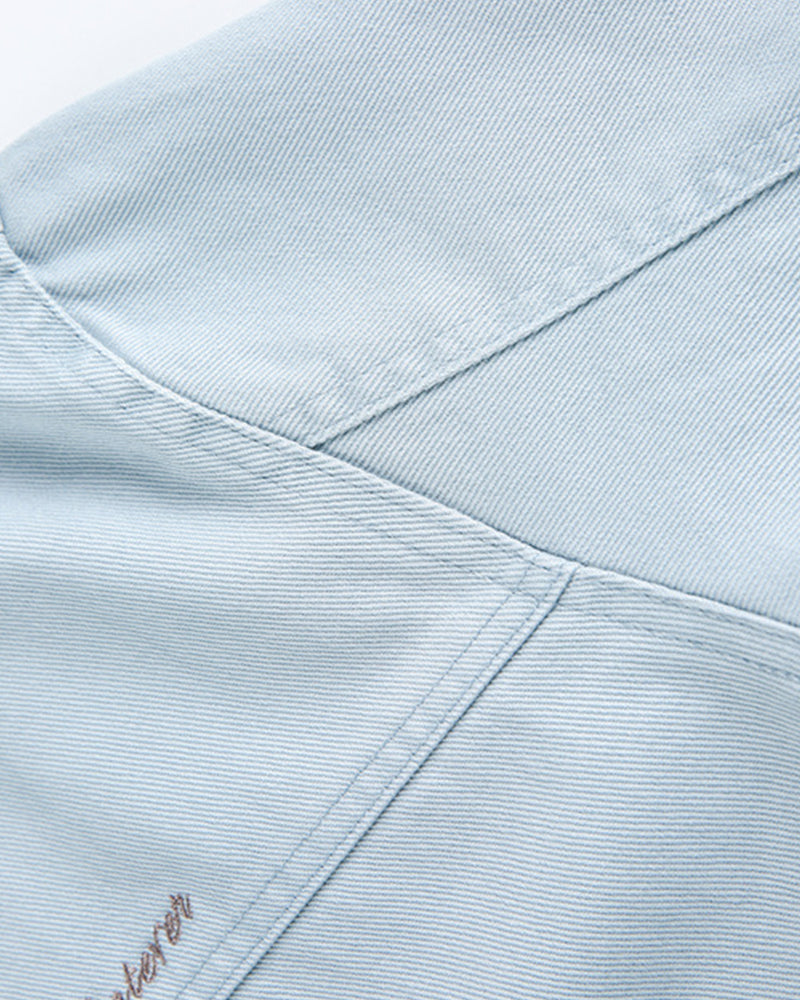 カジュアルなダメージ加工のカラーブロックジャケット