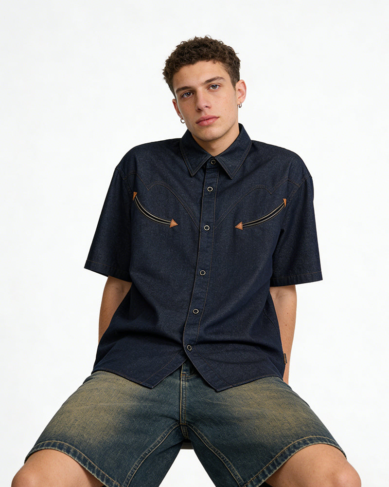 Color-block Patchwork Casual Shirt