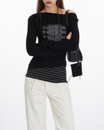 Long sleeves with off-shoulder pattern