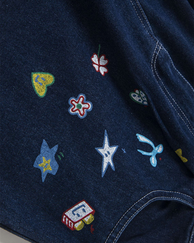 楽しいプリントのクロップドジーンズ