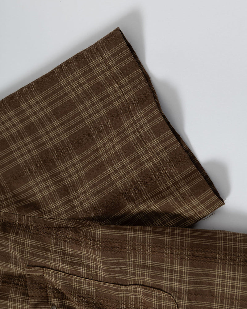 Plaid Short-Sleeve Shirt with Tie Details