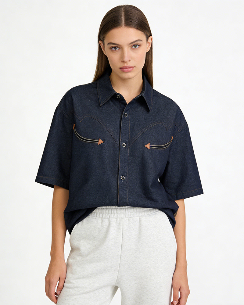 Color-block Patchwork Casual Shirt