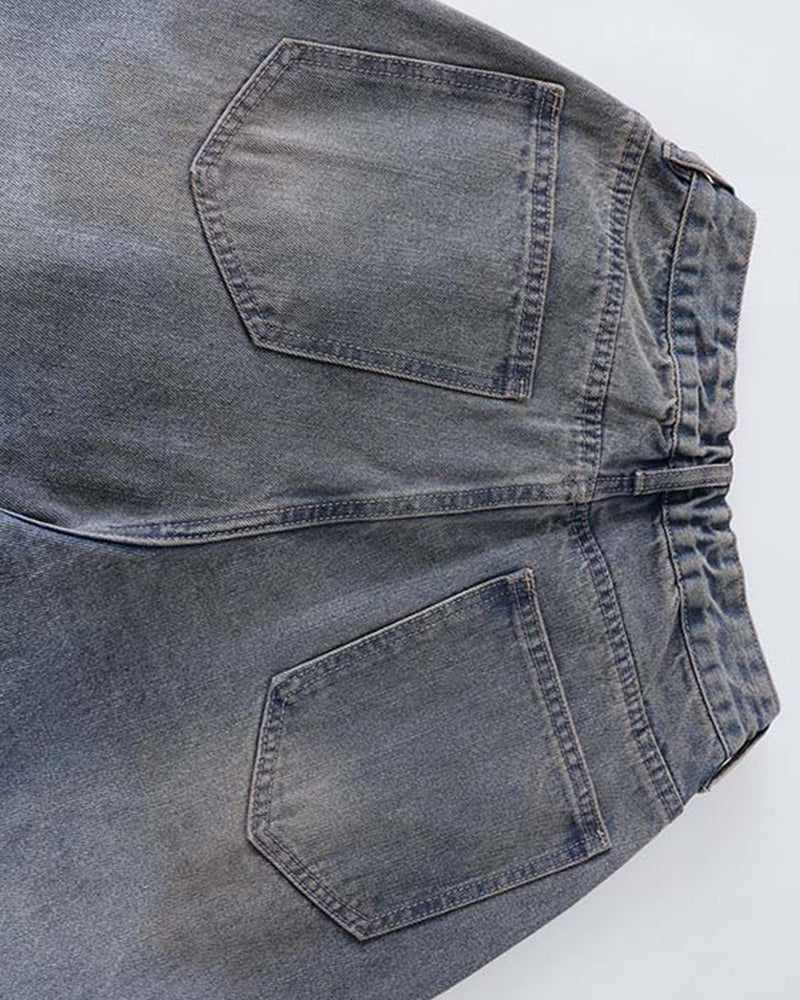 インクジェットウォッシュ加工のダメージジーンズ