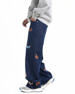 Fun embroidered denim trousers