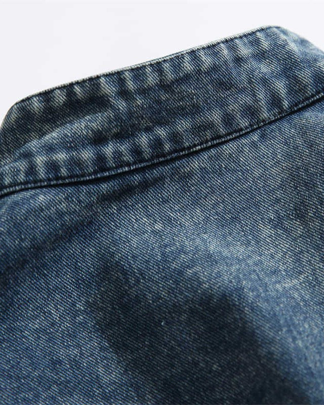 スタンドカラーデニムルーズジャケット