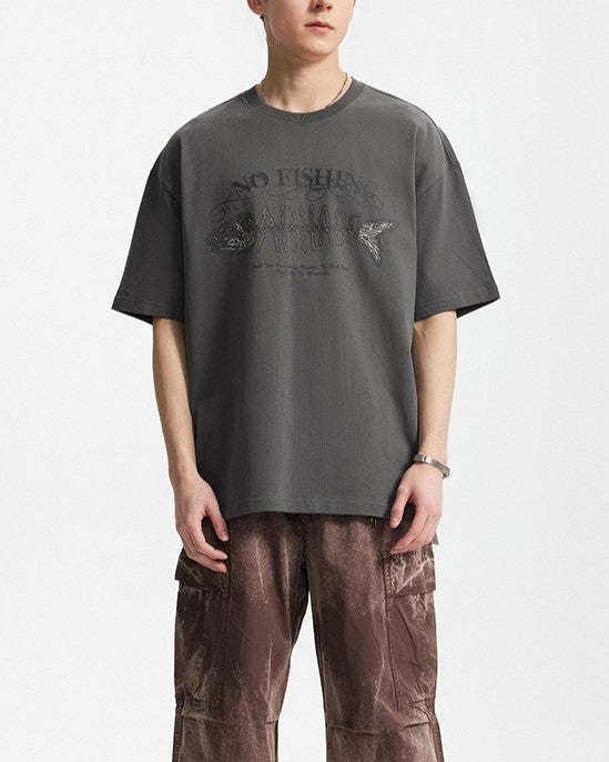 フィッシュボーンプリントの半袖