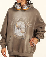 ダメージ加工のフード付きスウェットシャツ