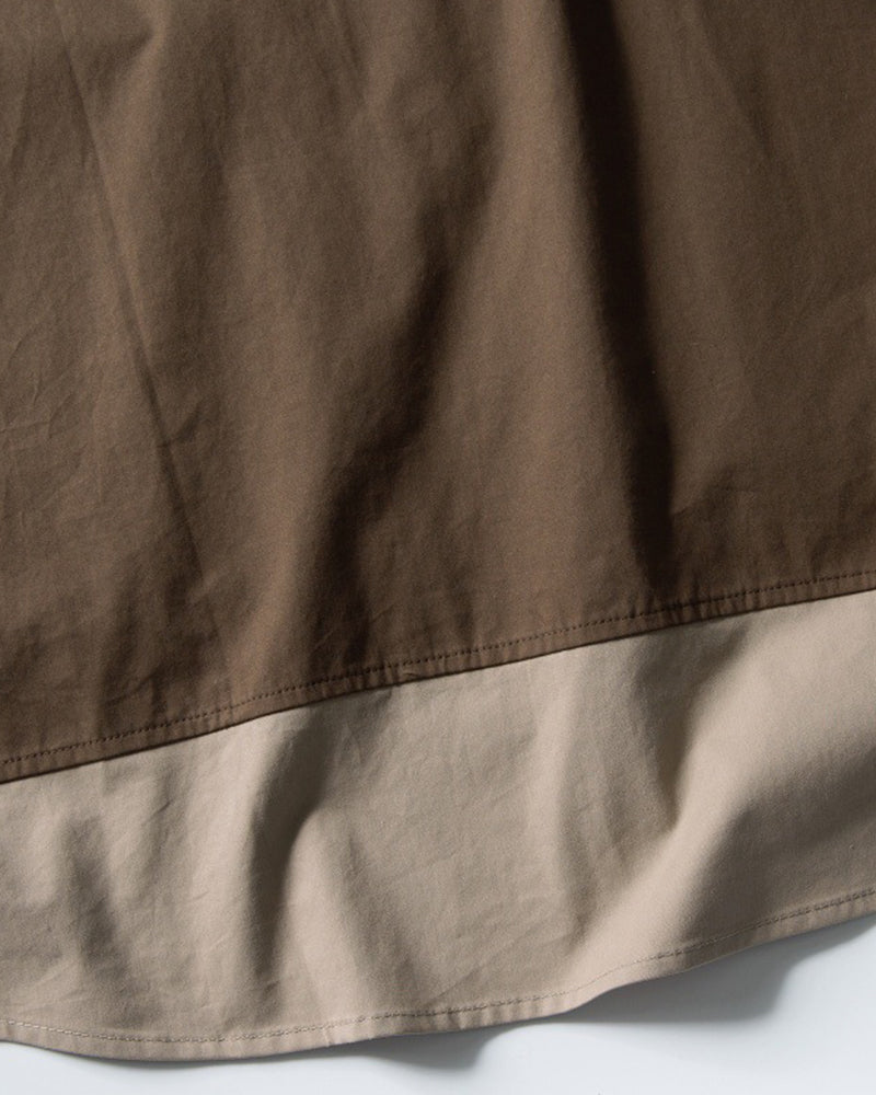 コントラストカラーステッチのフェイクツーピースシャツ