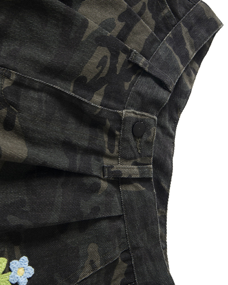 レトロシンプルデニムショートパンツ