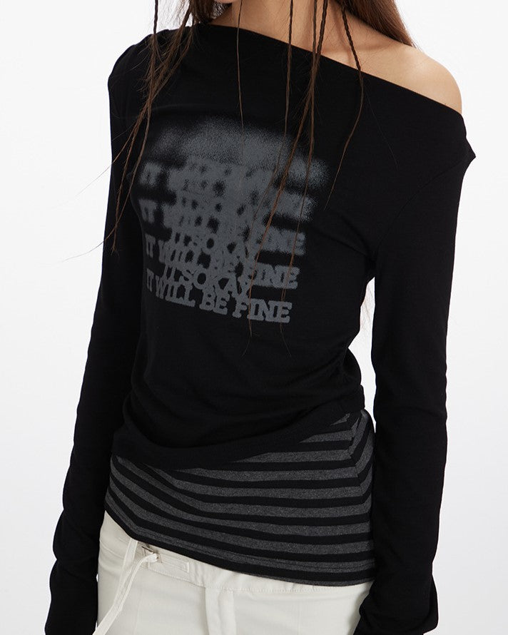 Long sleeves with off-shoulder pattern