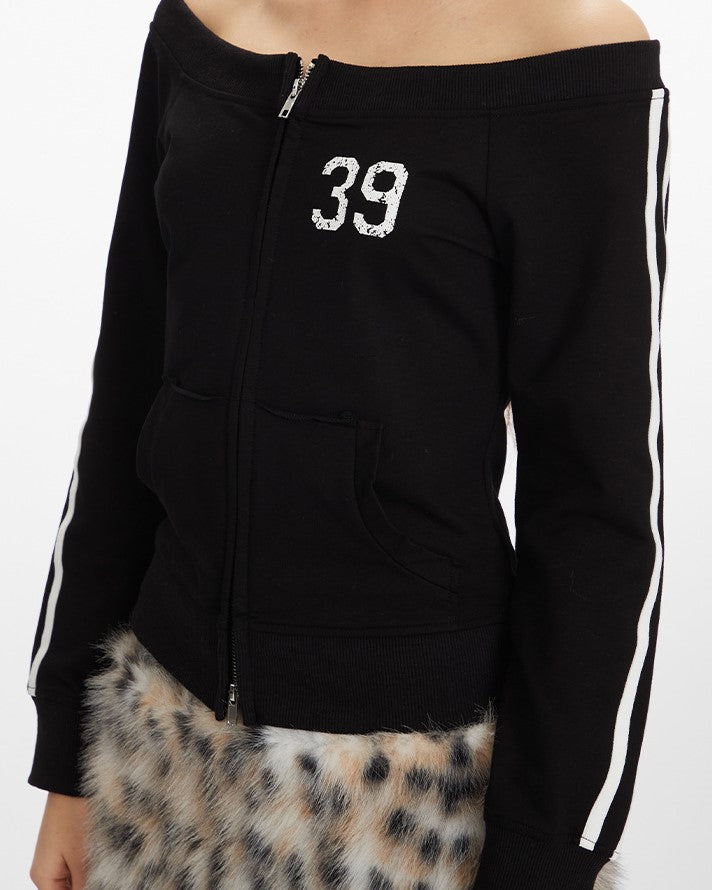 ワンショルダーのセクシーなスウェットシャツ