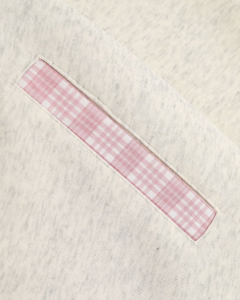 チェック刺繍フード付きスウェットシャツジャケット