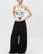 레터 프린트 슬림핏 서스펜더