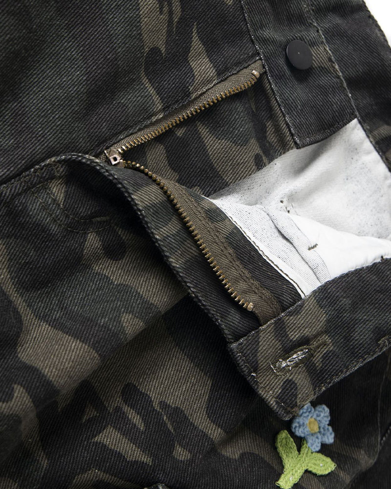 レトロシンプルデニムショートパンツ