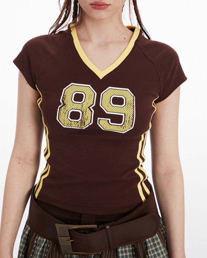 Contrast print short sleeves