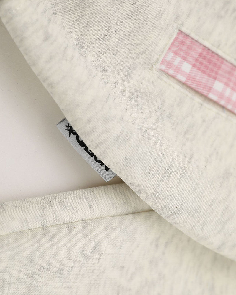 チェック刺繍フード付きスウェットシャツジャケット