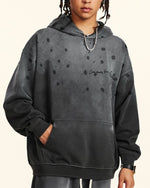 ダメージ加工のフード付きスウェットシャツ