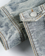 ウォッシュ加工のダメージデニムワークジャケット