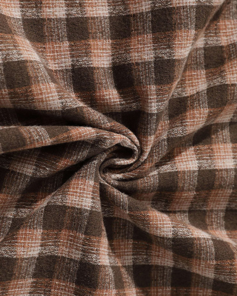 ビーズチェック柄長袖シャツ