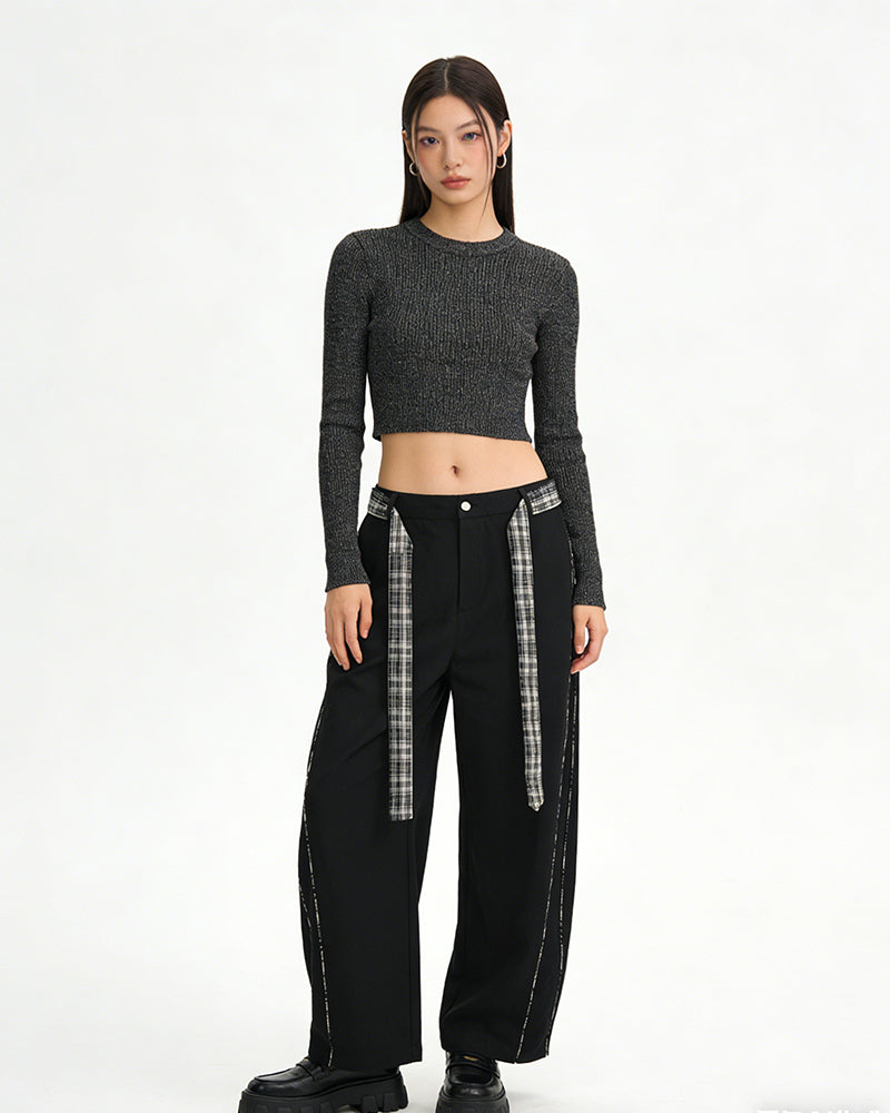 Checked Trousers with Belt