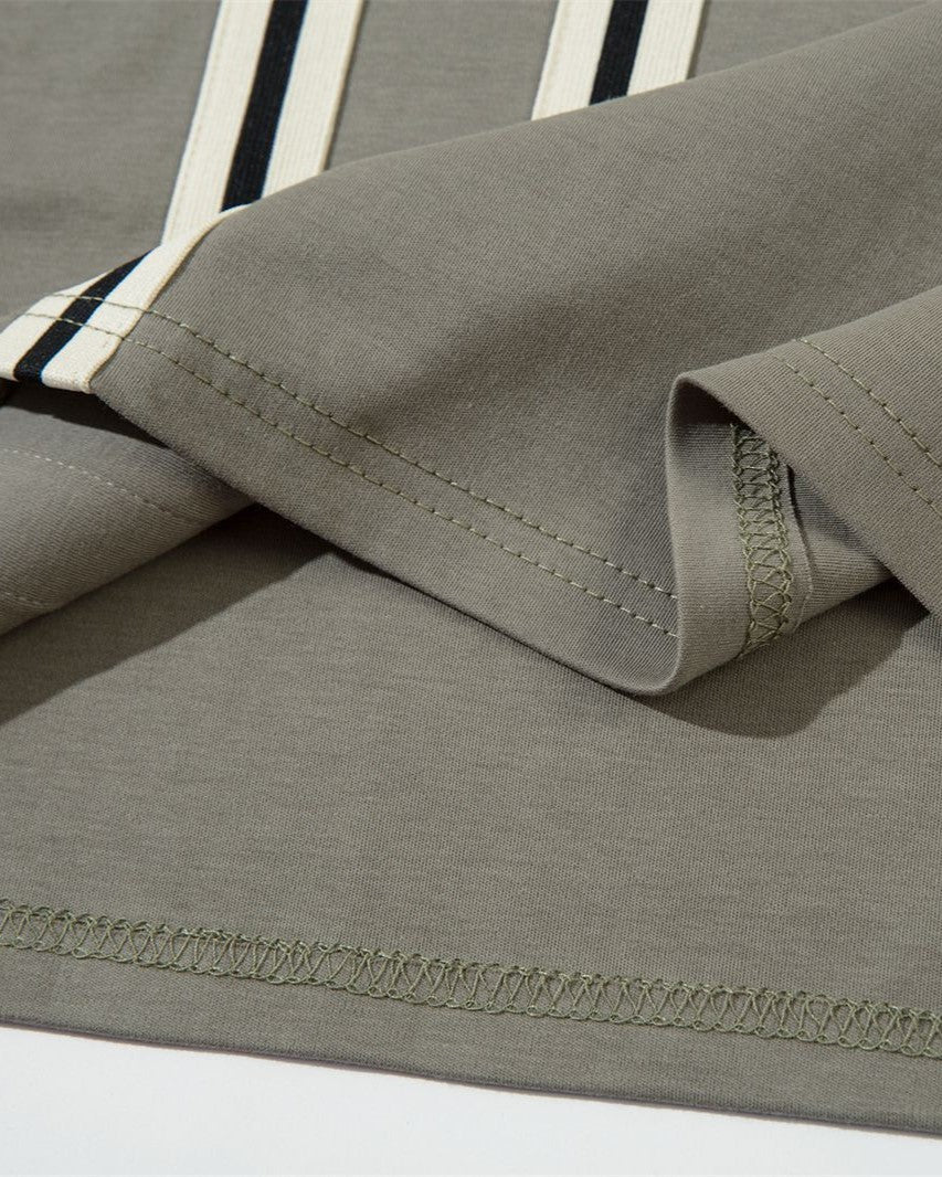 패치워크 레터 프린트 스탠드 칼라 스웨트셔츠