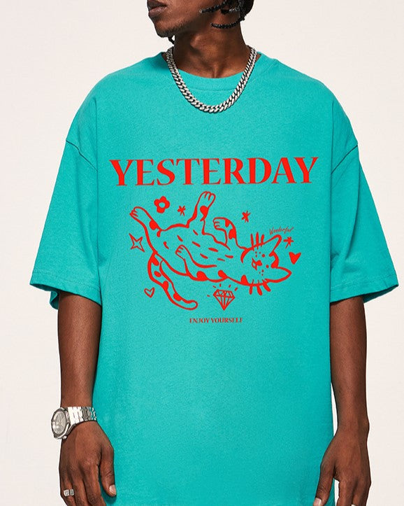 コントラストカラーの猫の半袖