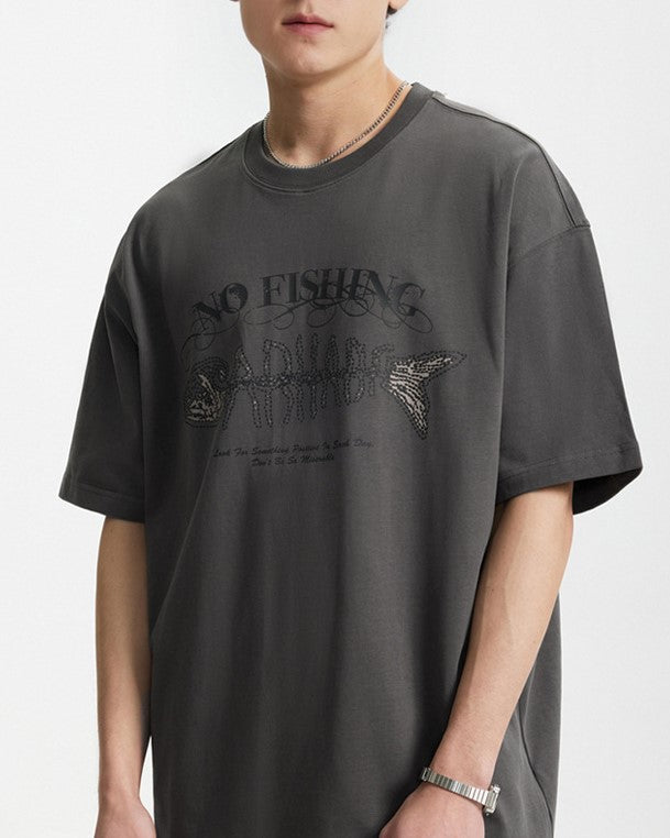 フィッシュボーンプリントの半袖