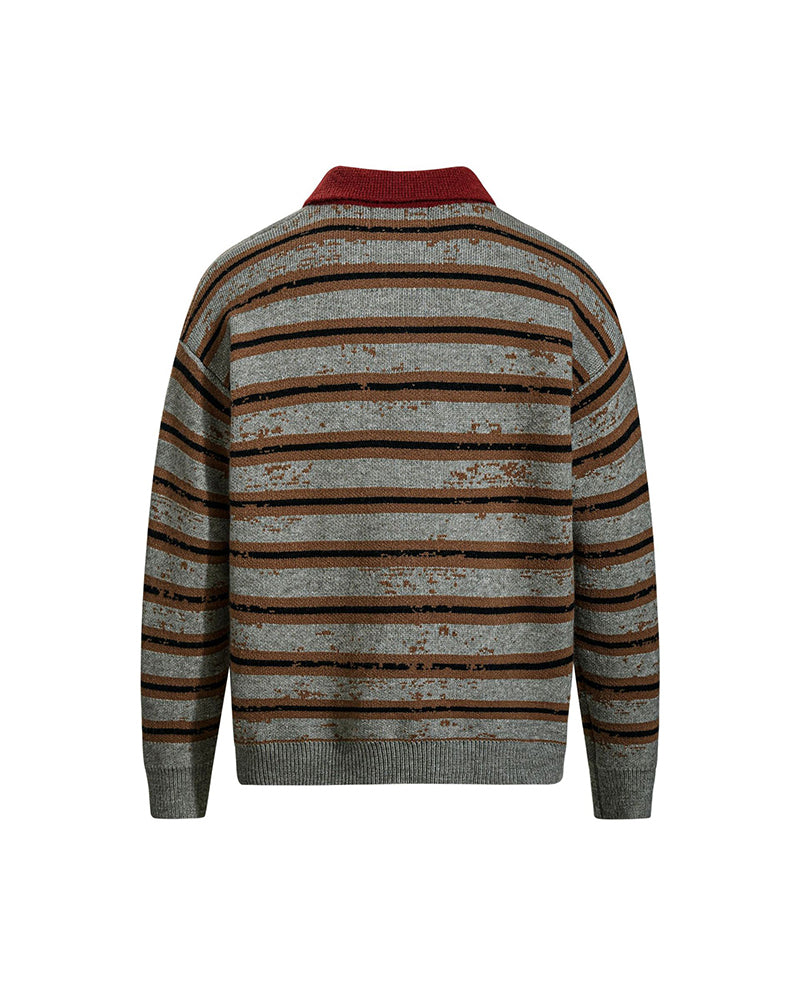 ヴィンテージ刺繍ラペルセーター