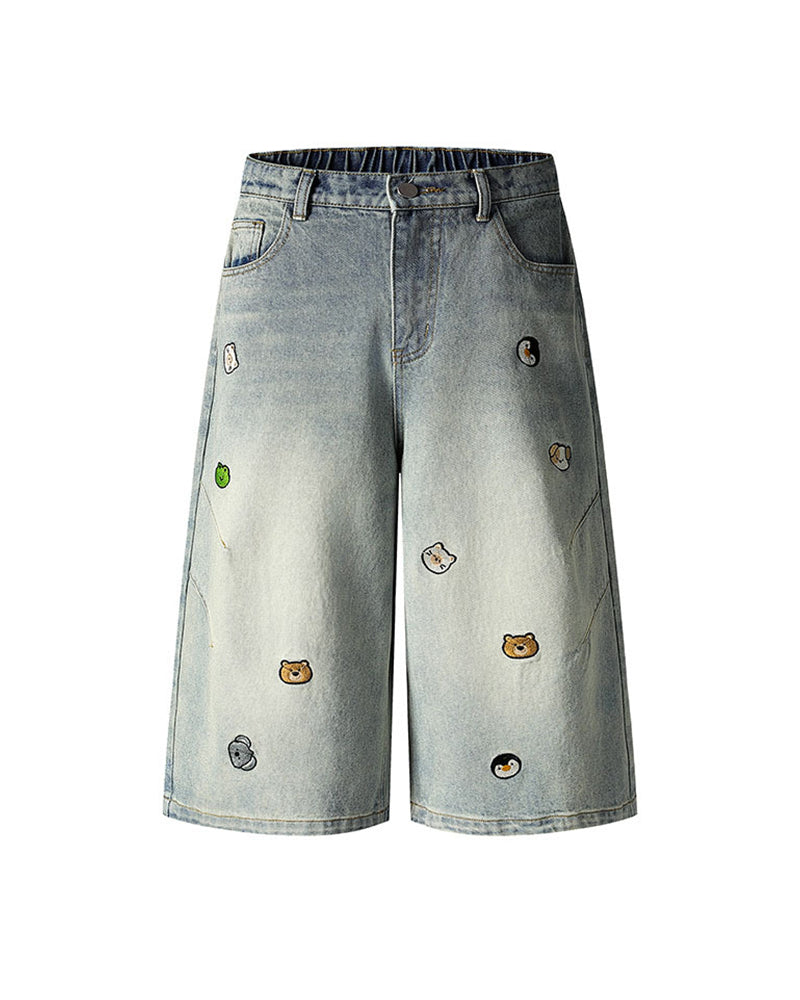 刺繍入りクロップドジーンズ