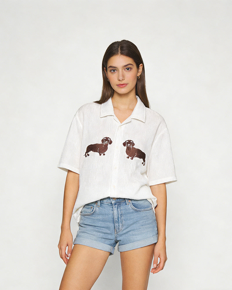 Puppy Open-Knit Shirt