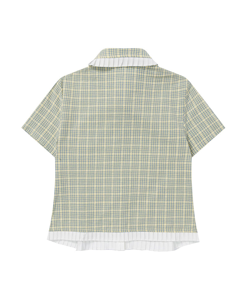 Plaid Lace Short-Sleeve Shirt