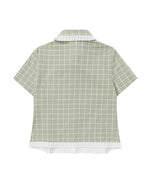 Plaid Lace Short-Sleeve Shirt