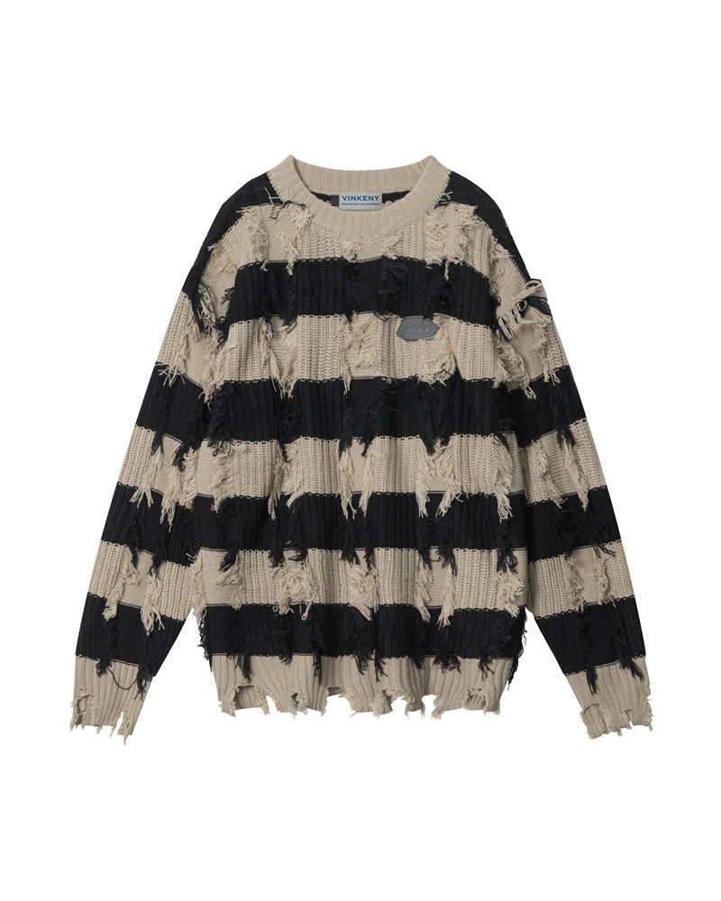 フリンジストライプセーター