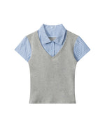 Fake two-piece short sleeves