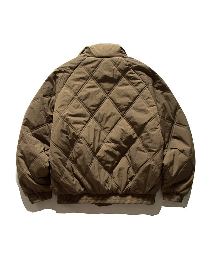 ダイヤモンドチェックの暖かいコットンジャケット