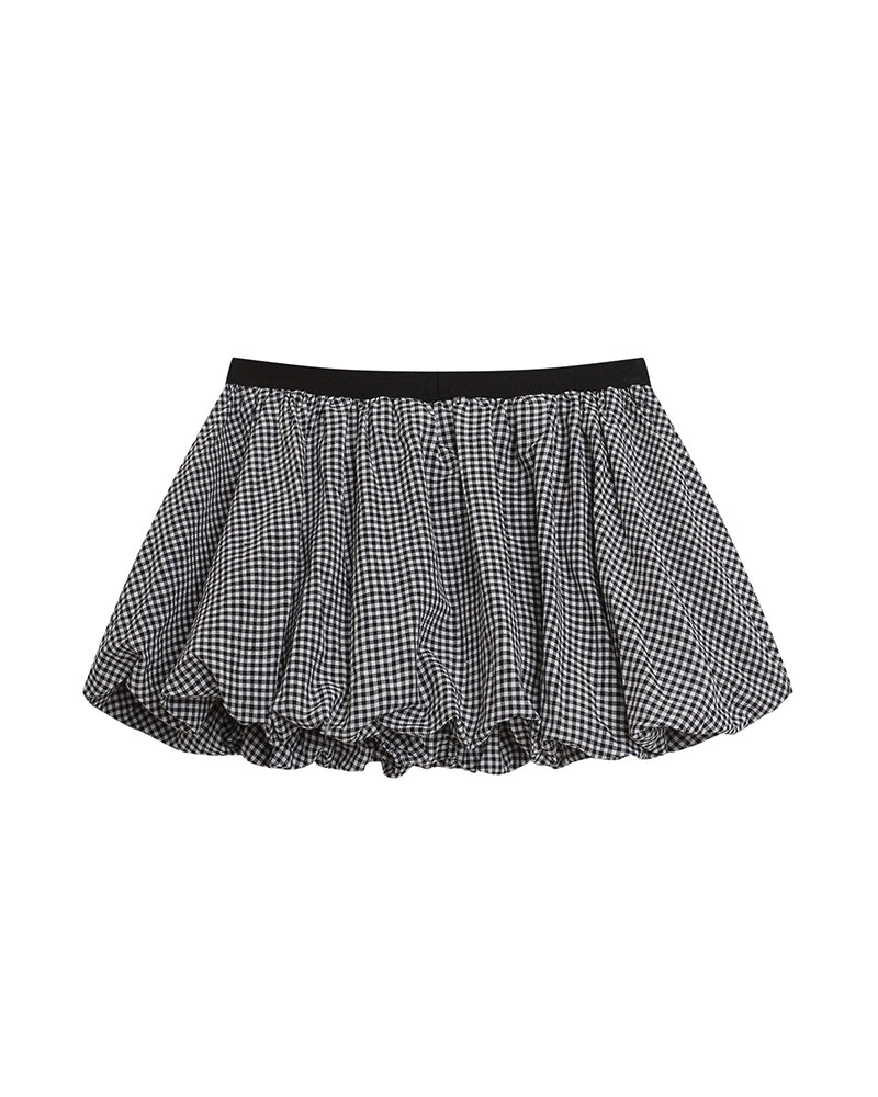 個性的な花のつぼみ柄スカート