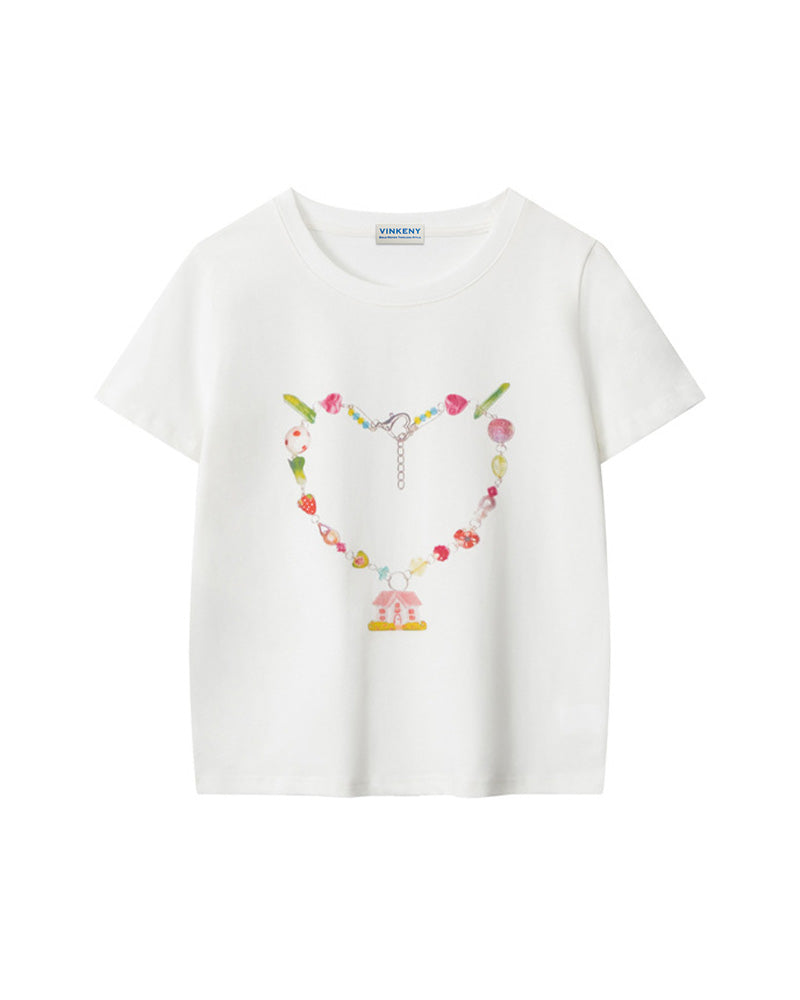 Cute colorful heart short sleeves