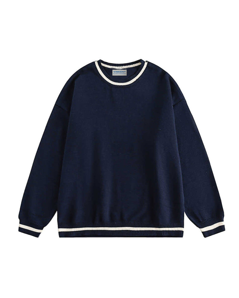 Paneled crew neck sweater