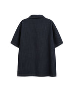 Embroidered Short-Sleeve Denim Shirt